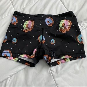 Feed me fight me donut skull shorts